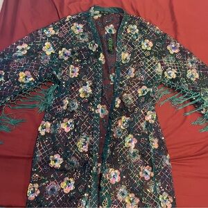 Club Exx x Dolls Kill FLUORESCENT EDEN SEQUIN DUSTER